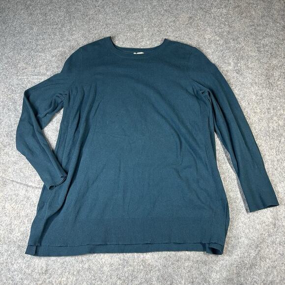 J Jill Tunic Sweater Womens Large Rounded Neck Turquoise Blue Pullover Cotton - Picture 1 of 8